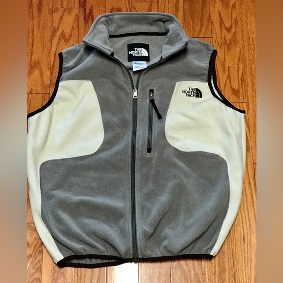Men’s Medium Vintage 1990s Fleece Colorblock Grey White THE NORTH FACE Vest - Picture 14 of 14